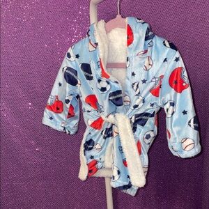 Kids Blue Sports Robe with Football Design